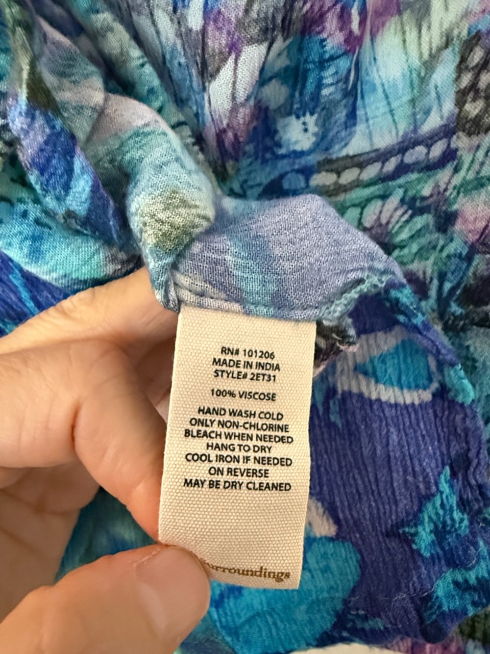 Soft Surroundings Fun Purple and Teal Floral Short-Sleeve Top - Picture 3 of 3